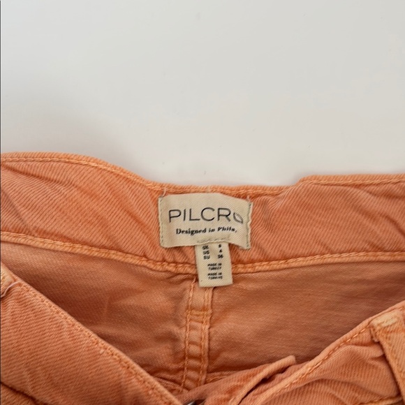 Pilcro Orange pleated Skater Mini Skirt with fray hem NWT size 4 - Picture 9 of 12